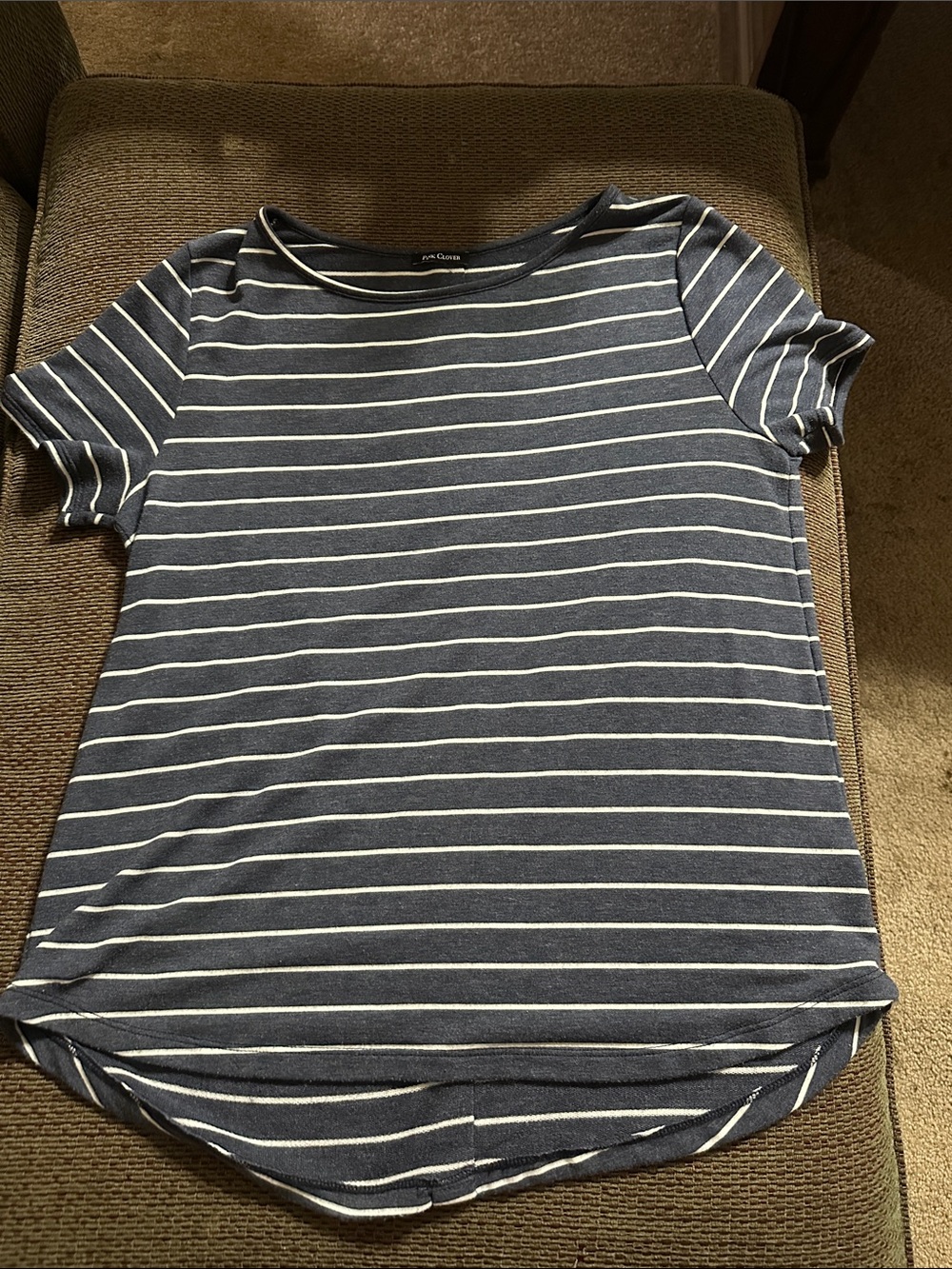 Pink Clover Navy and White Striped Short-Sleeve Tee